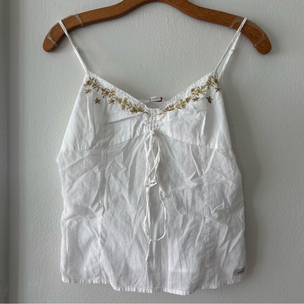 Vintage Y2K Hollister White Cotton Babydoll Tank Top